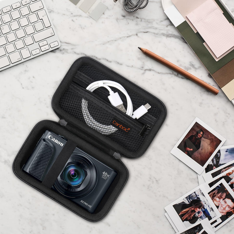  [AUSTRALIA] - Canboc Carrying Case for Canon PowerShot SX740 SX730 SX720 SX620 G7X Digital Camera, Point and Shoot Vlogging Camera Bag, Zipper Mesh Pocket fits USB Cable, Batteries, Black