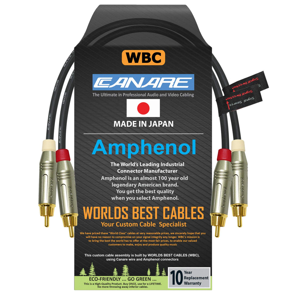  [AUSTRALIA] - WORLDS BEST CABLES 1.5 Foot RCA Cable Pair - Made with Canare L-4E6S, Star Quad, Audio Interconnect Cable and Amphenol ACPR Gold RCA Connectors – Directional Design - Custom Made