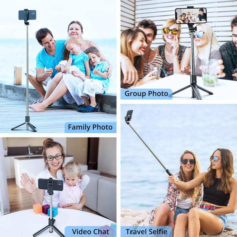  [AUSTRALIA] - ATUMTEK 40" Selfie Stick Tripod, Extendable Bluetooth Selfie Stick with Wireless Remote for iPhone 13/12/12 Pro/11/11 Pro/XS/XR/X/8/7 Plus, Samsung, Google, LG, Sony, Huawei Smartphones, Black