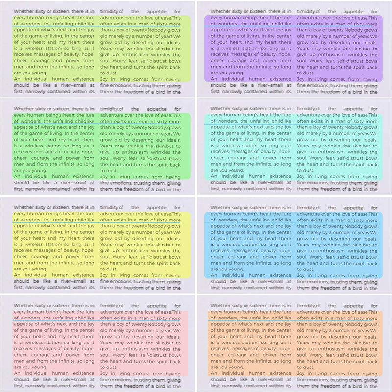  [AUSTRALIA] - Guided Reading Highlight Strips Colored Overlay Reading Tracking Rulers Helps with Reduce Visual Stress (8 Pack) 8