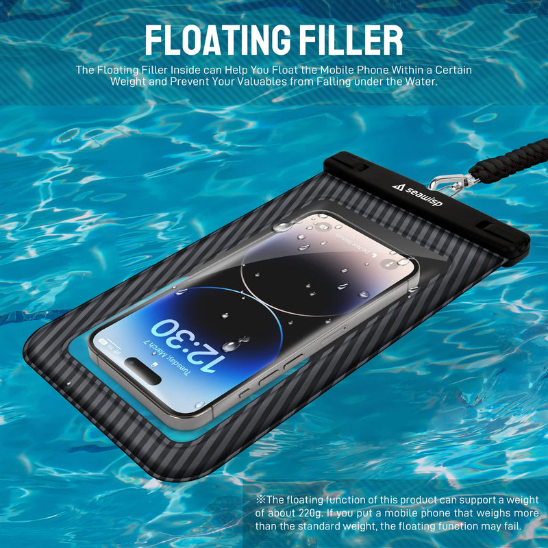  [AUSTRALIA] - Seawisp Waterproof Phone Pouch Floating [Newest Buoyant Material] Large XL Size IP68 Universal Cellphone Case Dry Bag with Lanyard for iPhone 14 13 12 11 Pro Max XR XS X 8 7 Plus Up to 7'', Black XL - Black