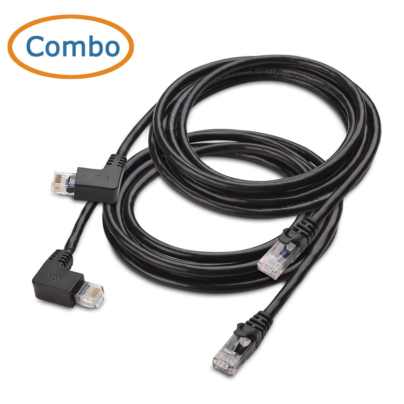  [AUSTRALIA] - Cable Matters Combo-Pack 90 Degree Cat 6, Cat6 Right Angle Ethernet Cable (Left Angle + Right Angle Cat6 Cable) 7 Feet 7 ft