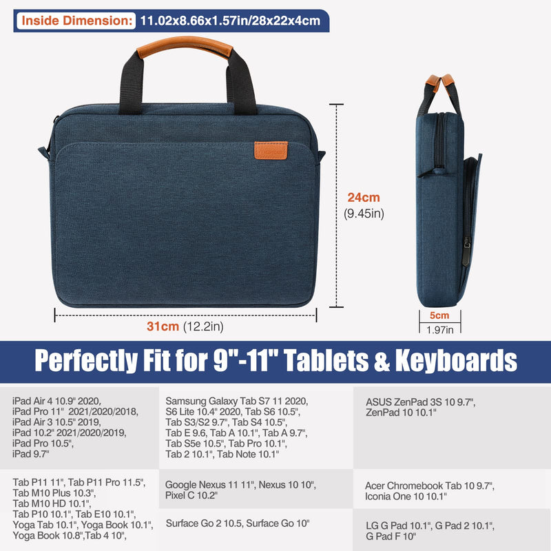 [AUSTRALIA] - MoKo 9-11 Inch Tablet Sleeve Case, Protective Handle Shoulder Bag Fits iPad air 5 10.9" 2022, iPad Pro 11 M2 2022-2018, iPad 9/8/7th 10.2, iPad 10th 10.9, iPad Air 4 10.9, Tab S8 11", Indigo