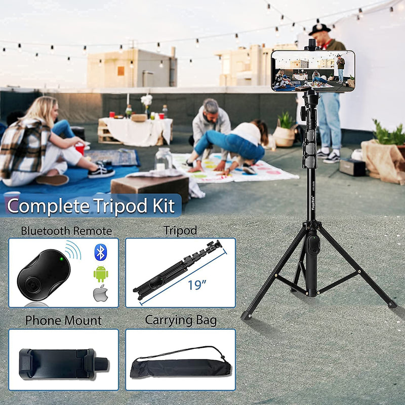 Fugetek 51" Professional Selfie Stick & Tripod, Phone Holder, Extendable, Bluetooth Remote, Portable All in One, Heavy Duty Aluminum, Compatible with iPhone & Android Devices, Non Skid Feet, Black - LeoForward Australia