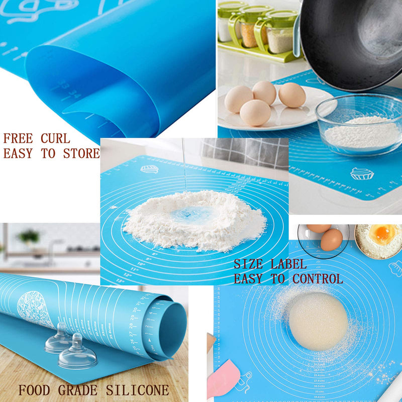  [AUSTRALIA] - Haozcl Silicone Baking Mats For Oven,Large Full Size 25" x 18",Baking Supply With Dough Scraper,Bread Making Tools And Supplies,Macaron Silicone Cookie Baking Mats（Blue）