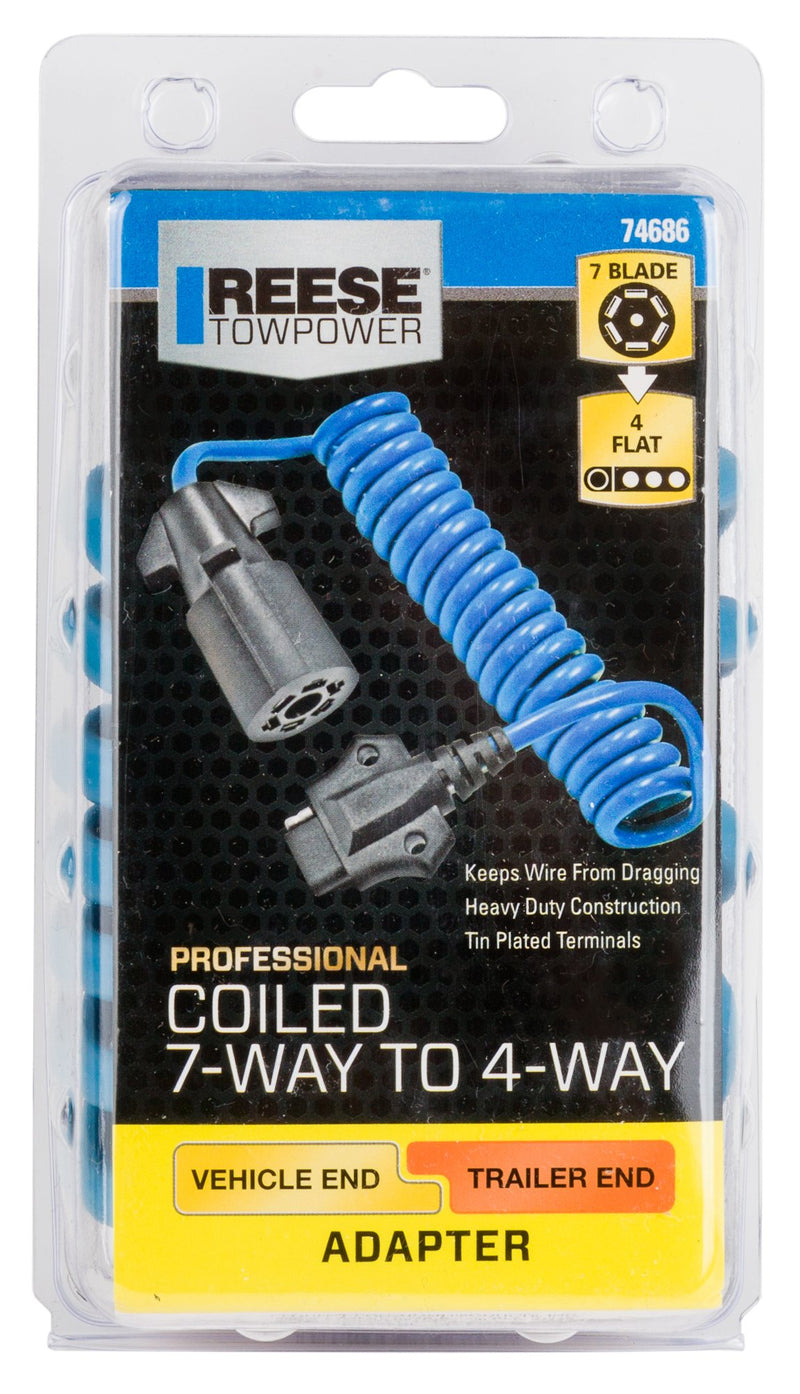  [AUSTRALIA] - Reese Towpower 74686 Coiled 7-Way Blade to 4-Flat Adapter