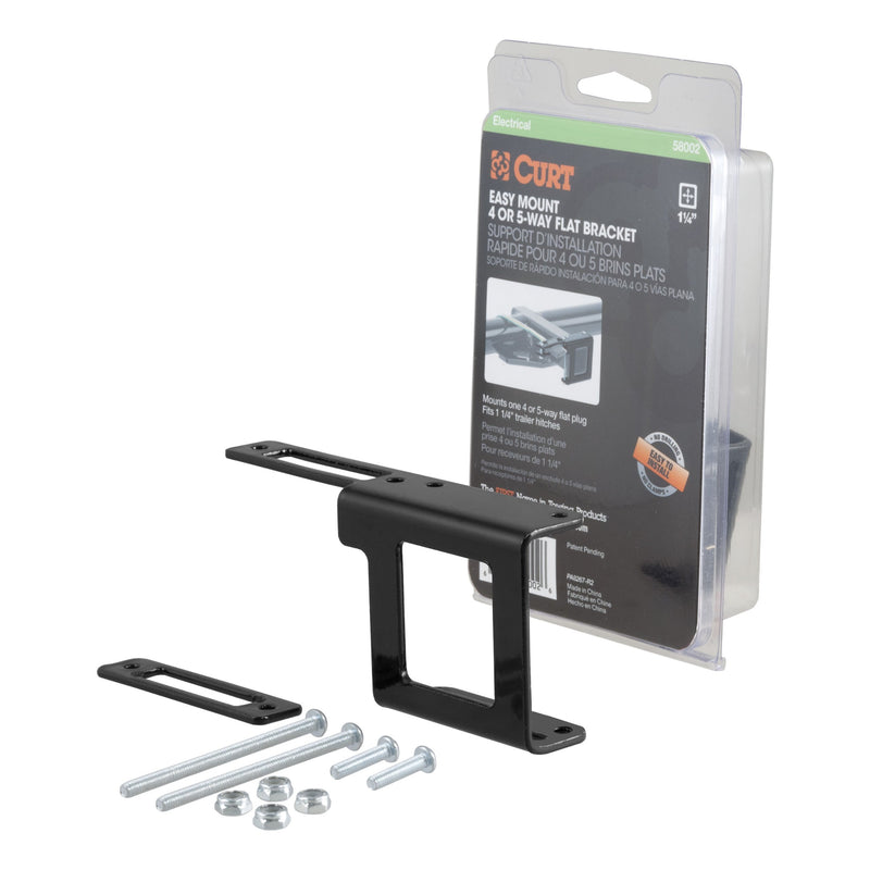  [AUSTRALIA] - CURT 58002 Easy-Mount Vehicle Trailer Wiring Connector Mounting Bracket for 1-1/4-Inch Receiver, 4 or 5-Way Flat