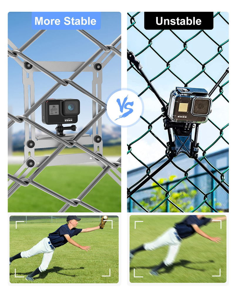  [AUSTRALIA] - Meromore Fence Mount - Action Camera Aluminum Fence Mount Compatible with GoPro, iPhone, Phones, Digital Camera, Ideal Backstop Camera Fence Clip for Recording Baseball, Softball, Football Games