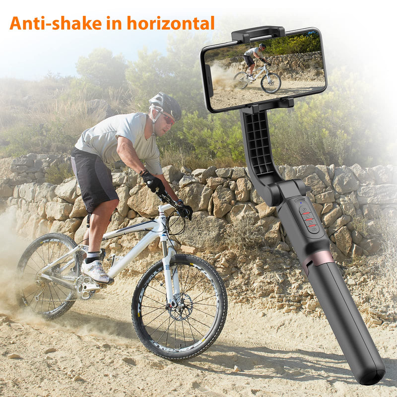  [AUSTRALIA] - Gimbal Stabilizer for Smartphone with Extendable Selfie Stick and Tripod, 1-Axis Multifunction Remote 360°Automatic Rotation, Auto Balance for iPhone/Android Black