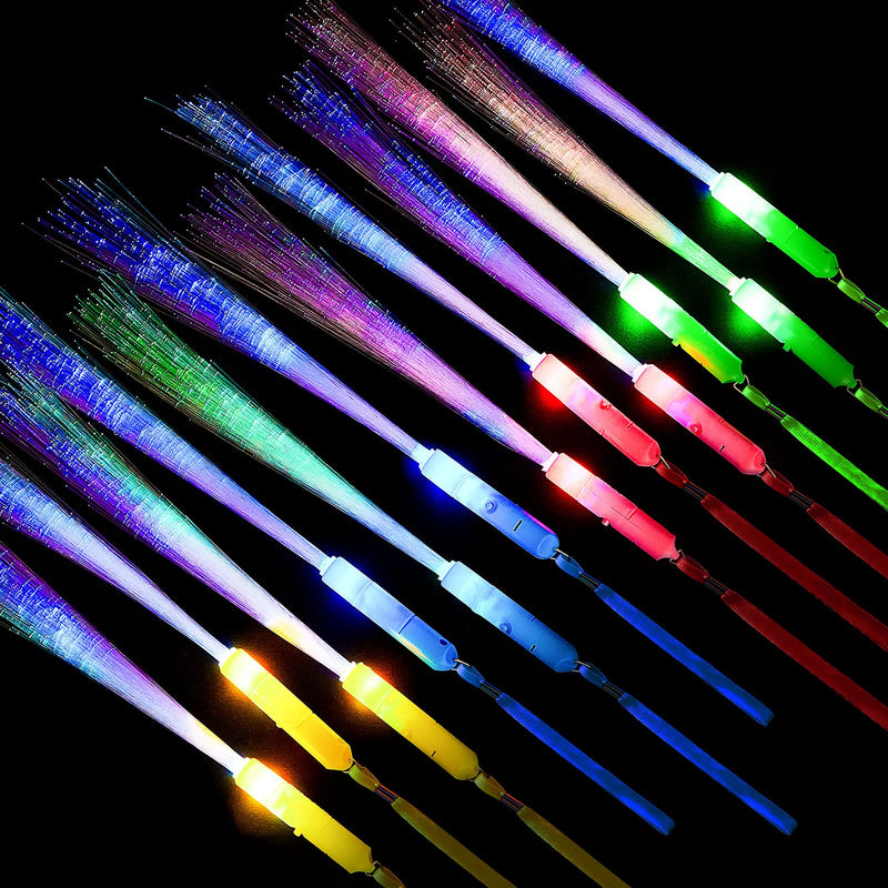 [AUSTRALIA] - Zhanmai 16 Pieces Glow Fiber Wands Sticks LED Light Up Wands Fiber Optic Wands LED Flashing Sticks Glow Flashing Wands Fiber Optic Wands for Party Favors, Colorful, Battery Operated