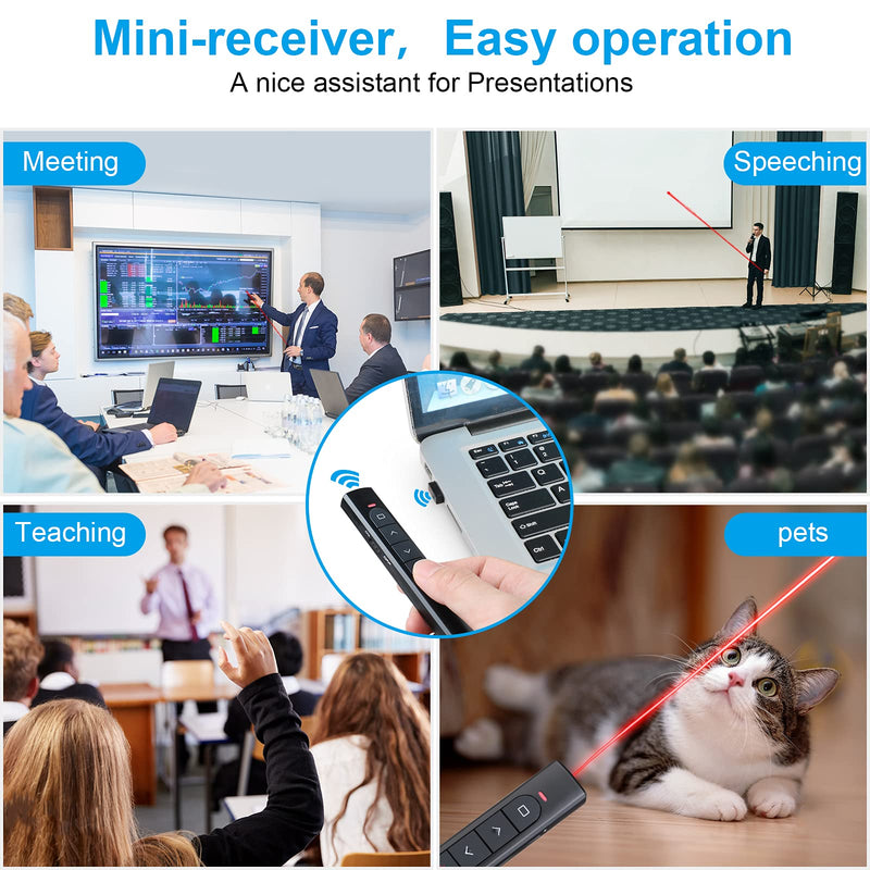  [AUSTRALIA] - Wireless Presenter Remote,Presentation Clicker with Hyperlink &Volume Remote Control PowerPoint Ofifice Presentation Clicker for Keynote/PPT/Mac/PC(Battery Included) USB-Black
