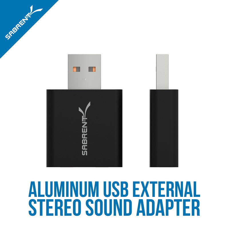  [AUSTRALIA] - SABRENT Aluminum USB External Stereo Sound Adapter for Windows and Mac. Plug and Play No Drivers Needed [Black] (AU-EMCB) Black