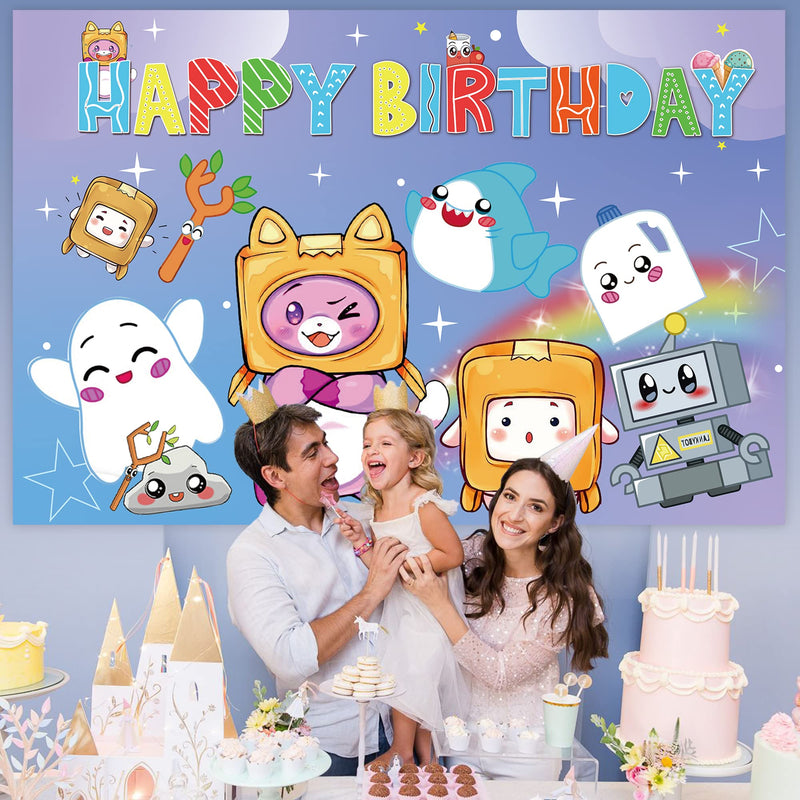  [AUSTRALIA] - Cartoon Party Supplies, 5 * 3FT Cute Cartoon Backdrop for Birthday, Girl Happy Birthday Backdrop for Party Decorations, Party Favor Banner Decor Photo Background for Girls Kids Birthday Baby Shower