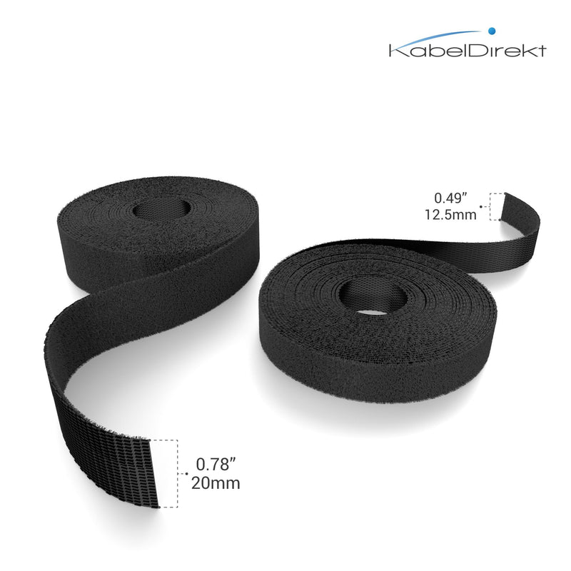  [AUSTRALIA] - KabelDirekt – Hook & Loop Straps Tape – 50 feet × 0.78 inches – Cut to Size, Reusable (roll of Hook & Loop Tape, Multi-use, Bundle and Secure Cables and a Whole Bunch More, Black) 0.78 inches x 50 feet