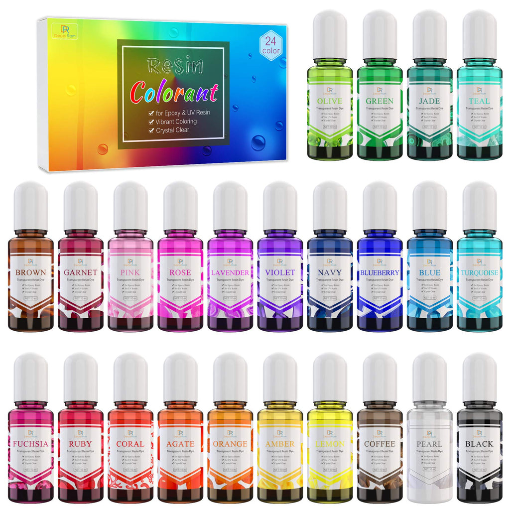  [AUSTRALIA] - 24 Color Epoxy UV Resin Pigment - Crystal Transparent Epoxy Resin Dye for UV Resin Coloring, DIY Resin Art Jewelry Making - Concentrated UV Resin Colorant for Paint, Tumbler, Craft - 0.35 oz/10ml Each 24 Colors x 10ml
