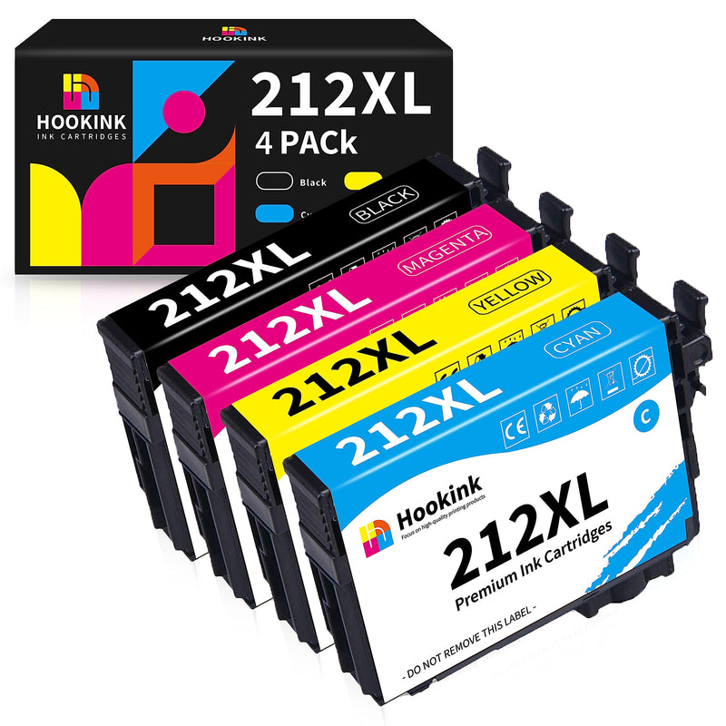  [AUSTRALIA] - 212XL Ink Cartridges Remanufactured Replacement for Epson 212 Ink Cartridges Compatible for Epson XP-4100 Epson XP-4105 Epson WF-2830 Epson WF-2850 Printer 4-Pack (Black Cyan Magenta Yellow) Black,Yellow, Cyan, Magenta