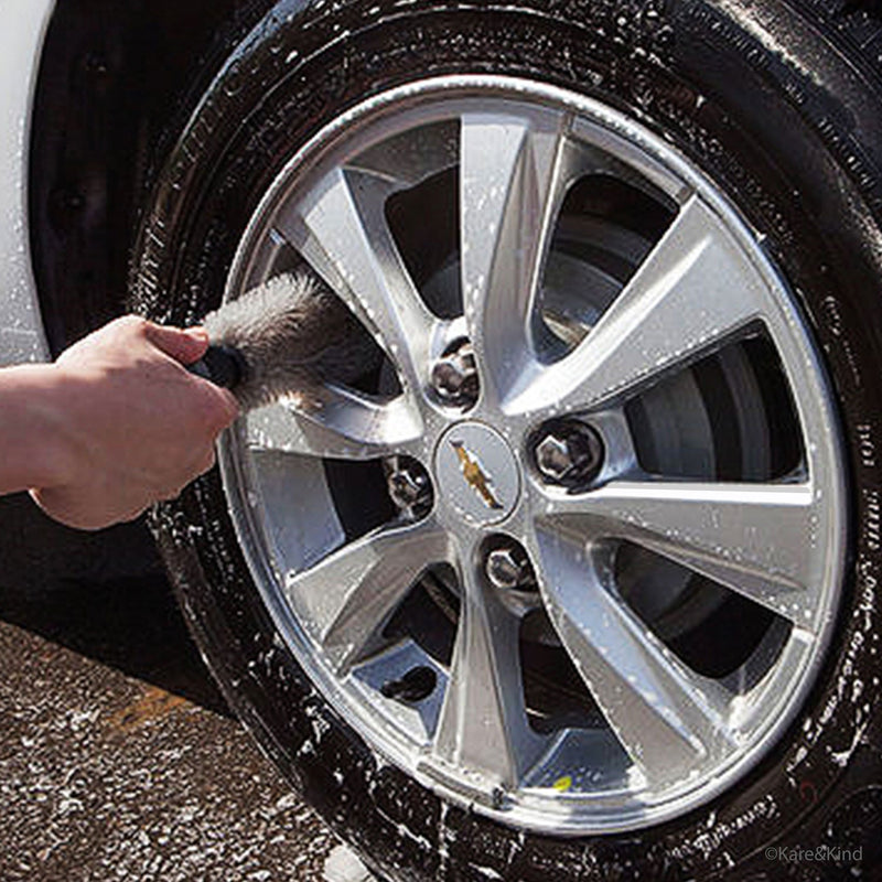  [AUSTRALIA] - Cleaning Set for Car/Van/Truck/Camper - Nylon Brush for Flat Surfaces (Wheels, Tyres, Bumpers, Floor Mats) - Soft Brush for Openings (Rims, Grille, Roof Rack) - Soft Microfiber Cleaning Cloth