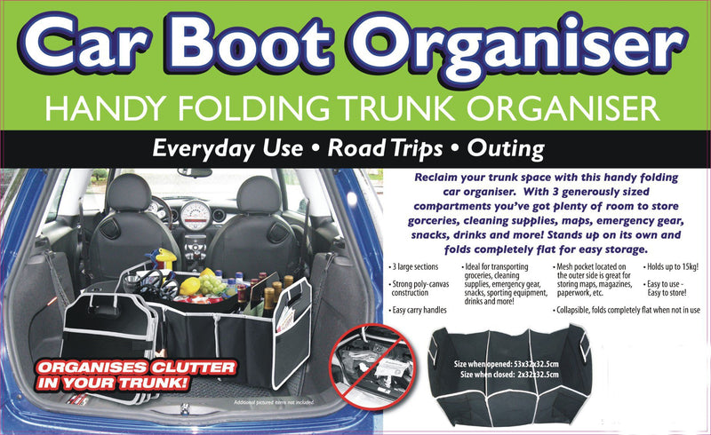  [AUSTRALIA] - Car Boot Storage Bag Organiser Folding Tidy Heavy Duty Car Trunk SUV Back Seat Booster Cargo Carrier Box Collapsible Shopping Travel Camping Picnic Barbecue Food Carrying Holder-Car and Tool Organizer