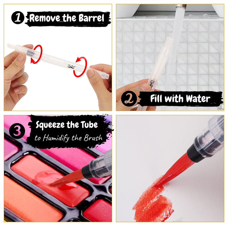  [AUSTRALIA] - Mr. Pen- Watercolor Brush Pens, 6 pcs, Water Brush Pens for Watercolor, Water Color Pen, Watercolor Paint Pens, Refillable Watercolor Brush Pens, Water Paint Brush, Water Brushes for Watercolor