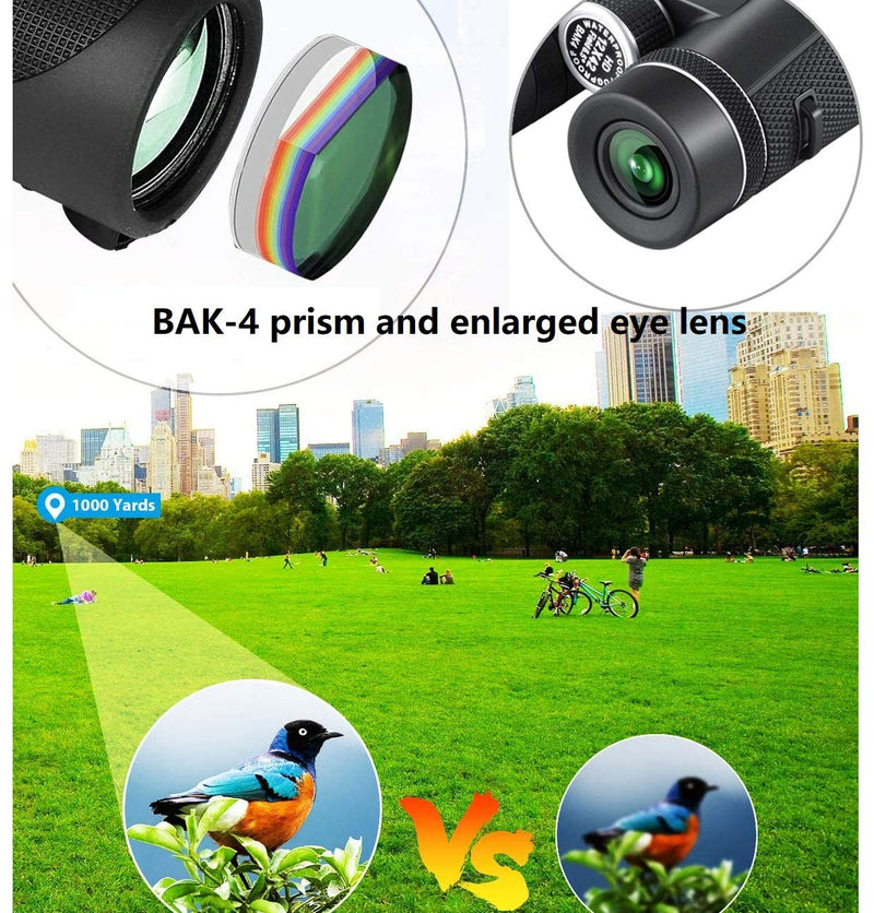  [AUSTRALIA] - 12x42 Binoculars for Adults, Powerful Compact Professional HD Binocular with Low Light Night Vision, Waterproof Binoculars for Bird Watching, Travel, Hunting, Sports, Concert