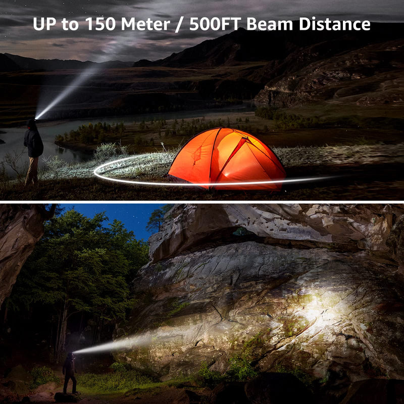  [AUSTRALIA] - Headlamp Rechargeable L3200 High Lumen Head Lamp, Super Bright LED Head Light with 5 Modes and White Red Light, Waterproof Forehead Flashlight for Outdoor Camping, Hiking, Hunting, Running, Survival 1