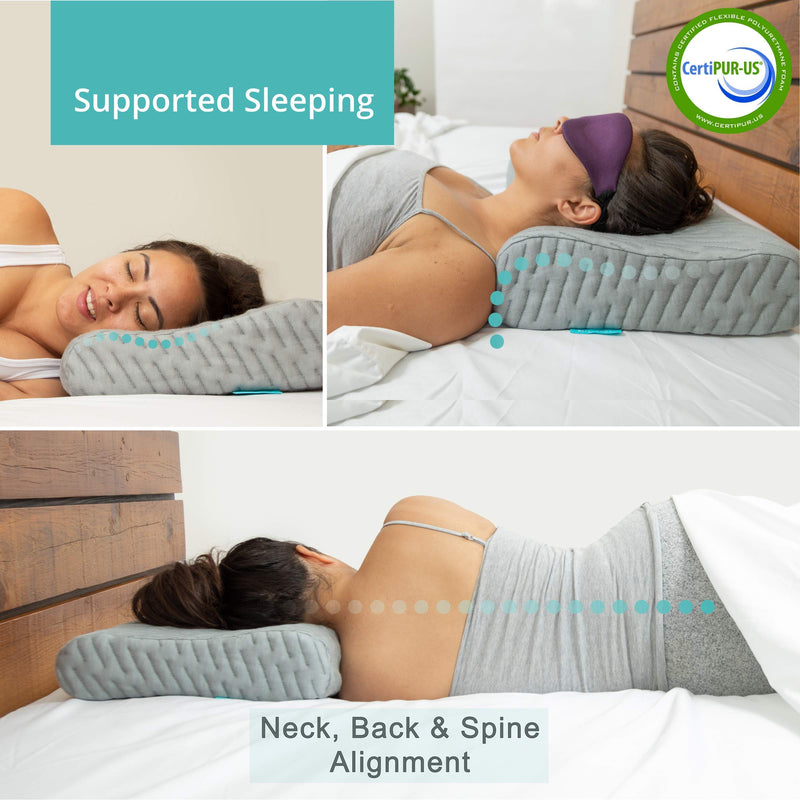  [AUSTRALIA] - BLISSBURY Contour Pillow, Adjustable Memory Foam Contour Pillow | Cervical Pillow for Neck Pain, Neck Support for Back, Stomach, Side Sleepers - Includes a Bamboo Case & Hypoallergenic Charcoal Foam