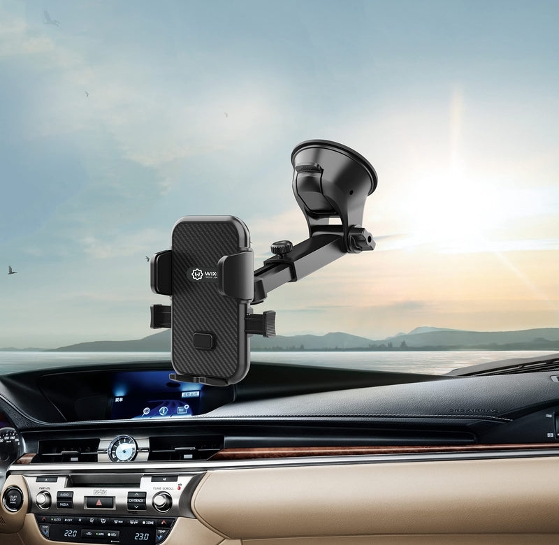  [AUSTRALIA] - WixGear Universal Phone Holder for Car, Windshield Mount and Dashboard Mount Holder for Cell Phones and Tablets with Long Adjustable Arm (New Automatic Closing Arms)