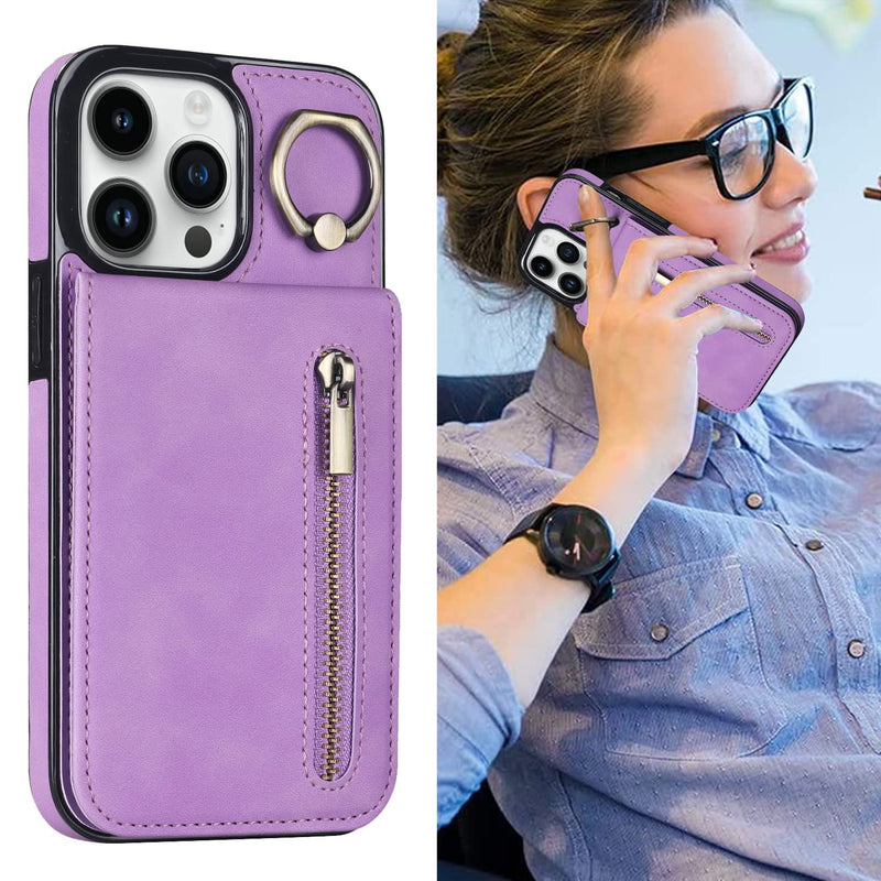  [AUSTRALIA] - Nunwiza for iPhone 14 Pro Max Case Wallet with Card Holder, Leather Protective Case Purse with Ring Holder for Apple iPhone 14 Pro Max 6.7 inch Purple iPhone 14 Pro Max 6.7"