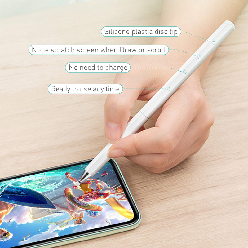  [AUSTRALIA] - Stylus Pens, Universal High Sensitive & Precision Capacitive Disc Tip Touch Screen Pen Stylus for iPhone/iPad/Pro/Samsung/Galaxy/Tablet/Kindle/Computer/FireTablet Black/White