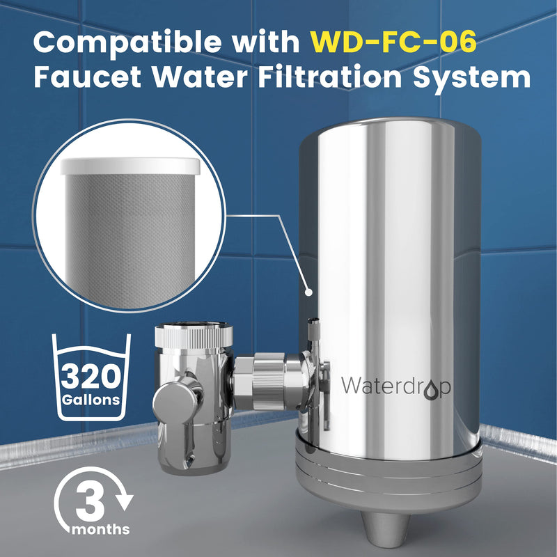  [AUSTRALIA] - Waterdrop WD-FF-03A Replacement Filter for Carbon Block Faucet Filter System, Reduces 94.42% Chlorine, Bad Taste and More, Lasts up to 9 Months (Pack of 3)