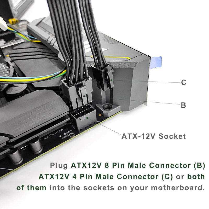  [AUSTRALIA] - JZYMOD EPS12V CPU 8 Pin Female to CPU ATX 8 Pin and ATX 4 Pin Male Power Supply Extension Cable