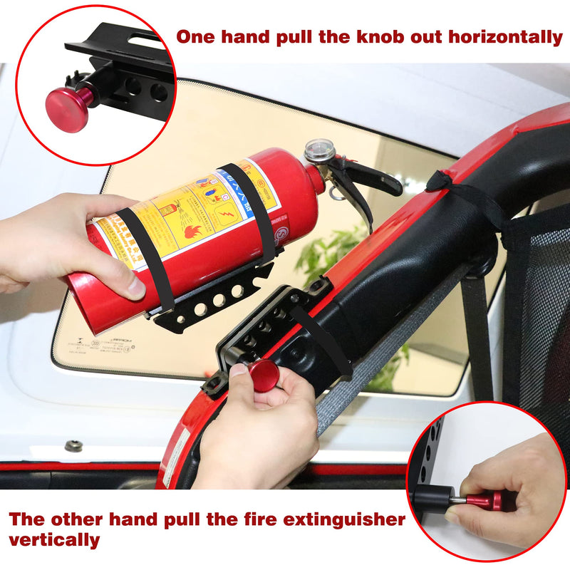  [AUSTRALIA] - Bestaoo Adjustable Roll Bar Fire Extinguisher Mount Holder for Jeep Wrangler TJ JK JKU JL UTV Polaris RZR Ranger Camper Van, Aluminum, Quick Release