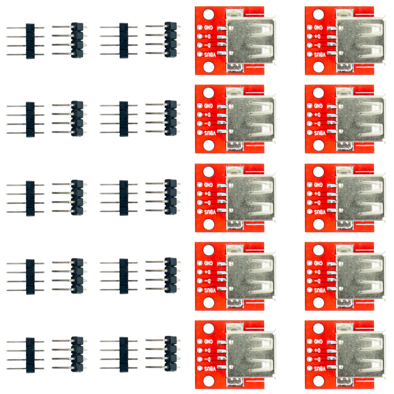  [AUSTRALIA] - jujinglobal 10pcs USB Type A Female Socket Breakout Board 2.54mm Pitch Adapter DIY USB Power Supply