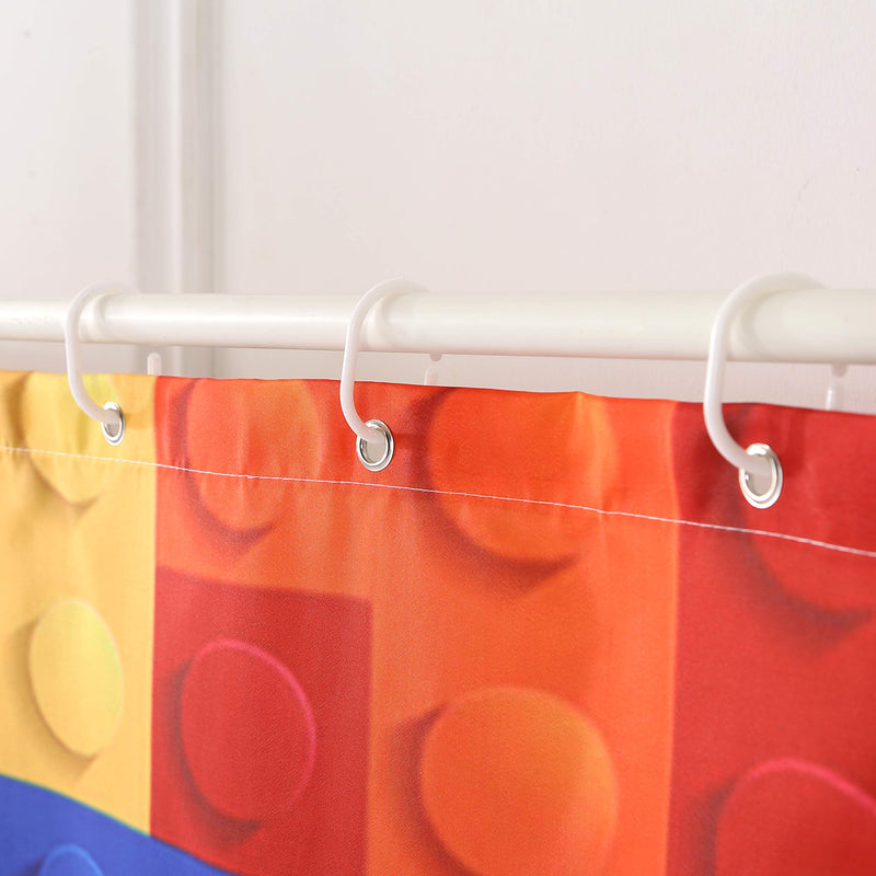  [AUSTRALIA] - Colorful Kids Shower Curtains,Funny Lego Fabric Bathroom Shower Curtain with 12 Hooks 71(W) x 83(L)