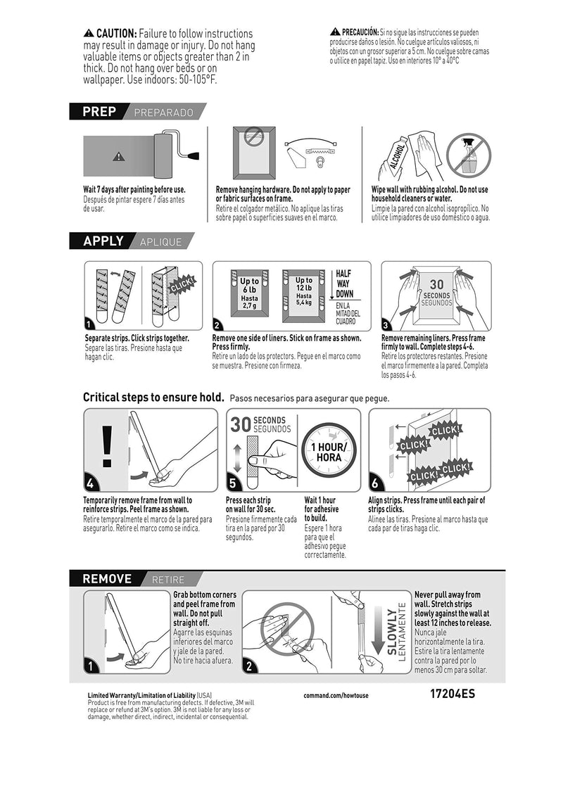  [AUSTRALIA] - Command Picture Hanging Strips, Medium, White, Indoor Use, 6-Pairs, Holds up to 12 lbs 6 Pairs