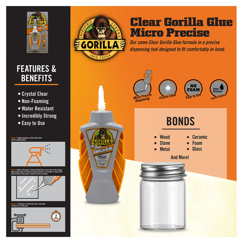  [AUSTRALIA] - Gorilla Glue Clear Micro Precise, 5 Gram, Clear (Pack of 2)