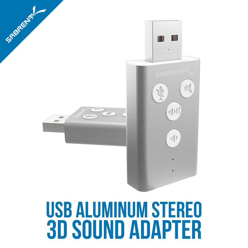  [AUSTRALIA] - SABRENT Aluminum USB External 3D Stereo Sound Adapter for Windows and Mac. Plug and Play No Drivers Needed. [Silver] (AU-DDAS) Silver