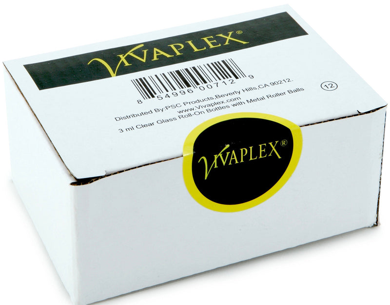 Vivaplex, 12, Clear, 3 ml Glass Roll-on Bottles with Stainless Steel Roller Balls - Dropper included - LeoForward Australia