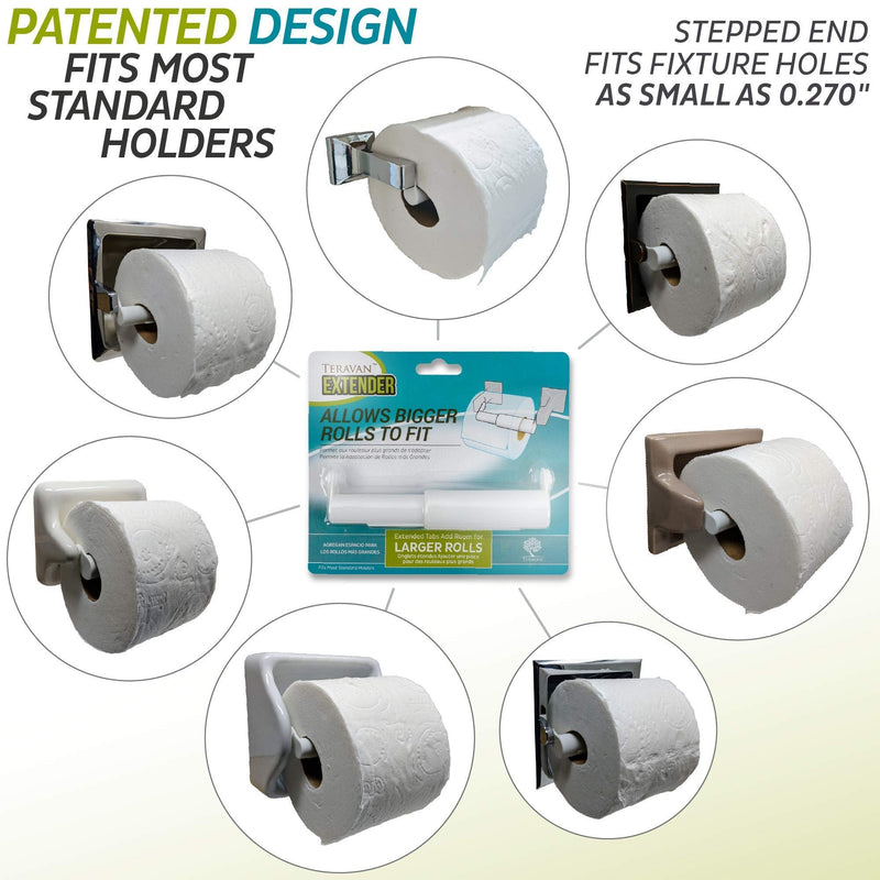  [AUSTRALIA] - Teravan Extender for Extra Large Toilet Paper, Converts TP Holders to Fit Double Rolls and Triple Rolls, Extended Tabs Fit Most TP Fixtures, Easy to Use, Black, 1 Unit