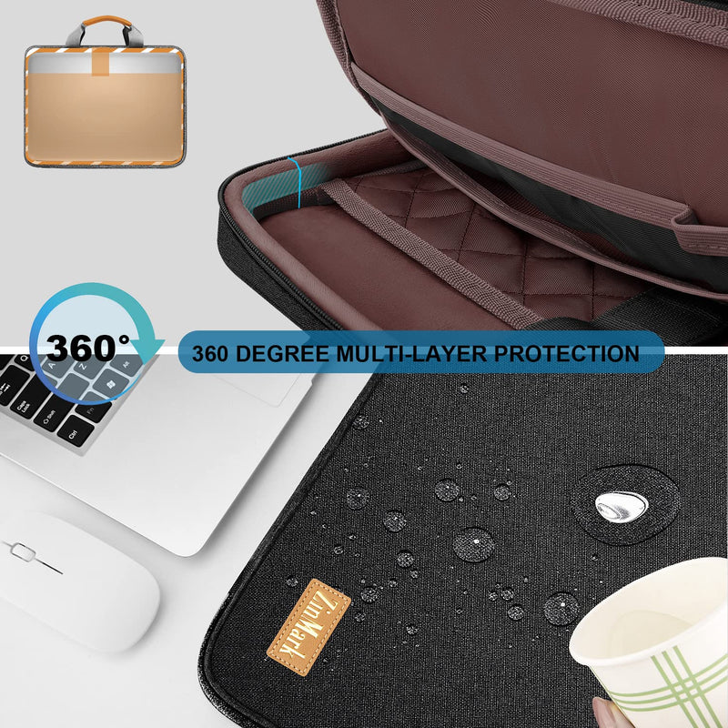  [AUSTRALIA] - Laptop Case 15.6 Inch Briefcase Military-Grade Protection with Detachable Belt Bag, Compatible All Model of 15-16 Inch MacBook Pro and Most Popular 15.6 Inch Notebooks Chromebooks (Black) Black