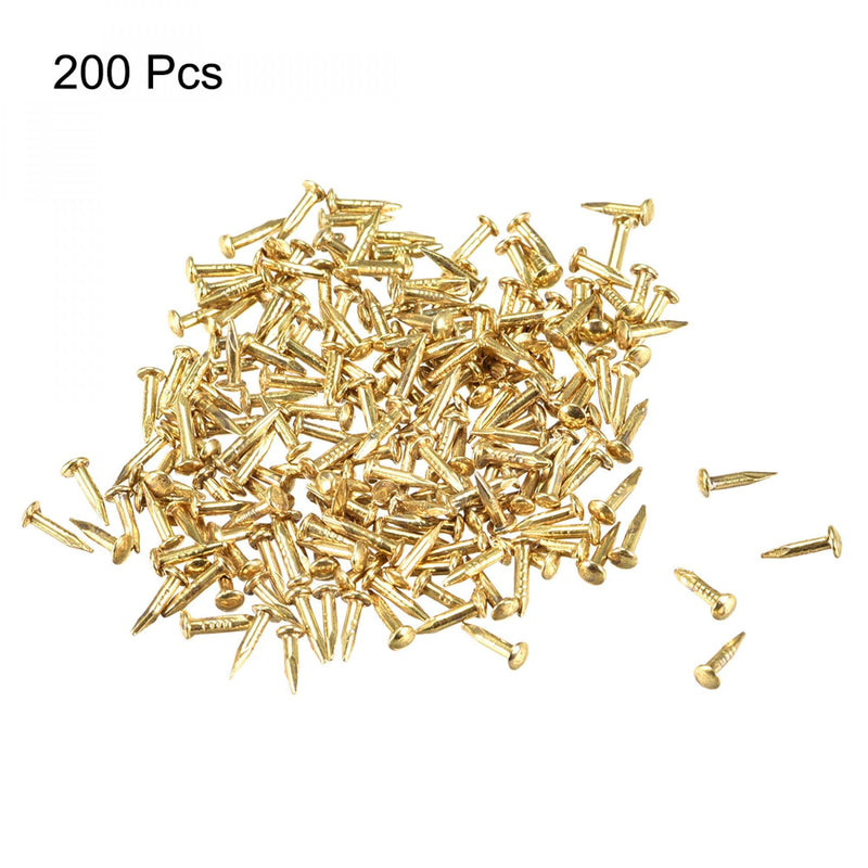  [AUSTRALIA] - uxcell Small Tiny Nails 1.2x6mm(DXL) for Wooden DIY Decorative Pictures Boxes Household Accessories Brass Tone 200pcs 6mm