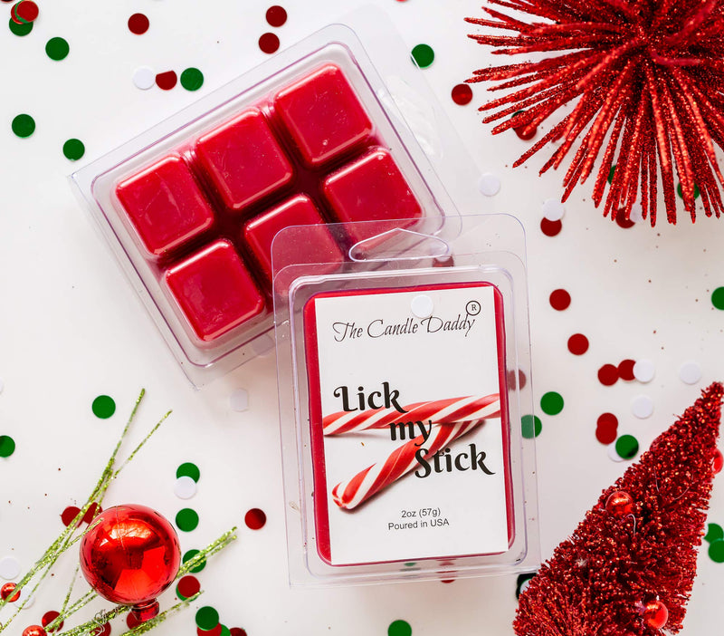  [AUSTRALIA] - The Candle Daddy Lick My Stick - Peppermint Scent - Christmas Time -Maximum Scented Wax Melt Cubes - 2 Ounce Pack - Holiday Christmas