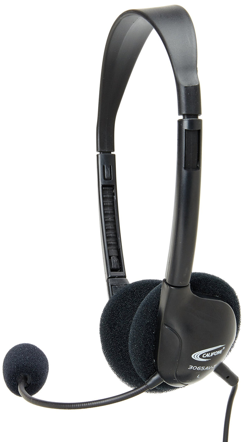  [AUSTRALIA] - Califone 3065AVT Lightweight Personal Multimedia Stereo Headset with To Go Plug, Black, Fully Adjustable Headband Fits All Students, Recessed Wiring Resists Prying Fingers