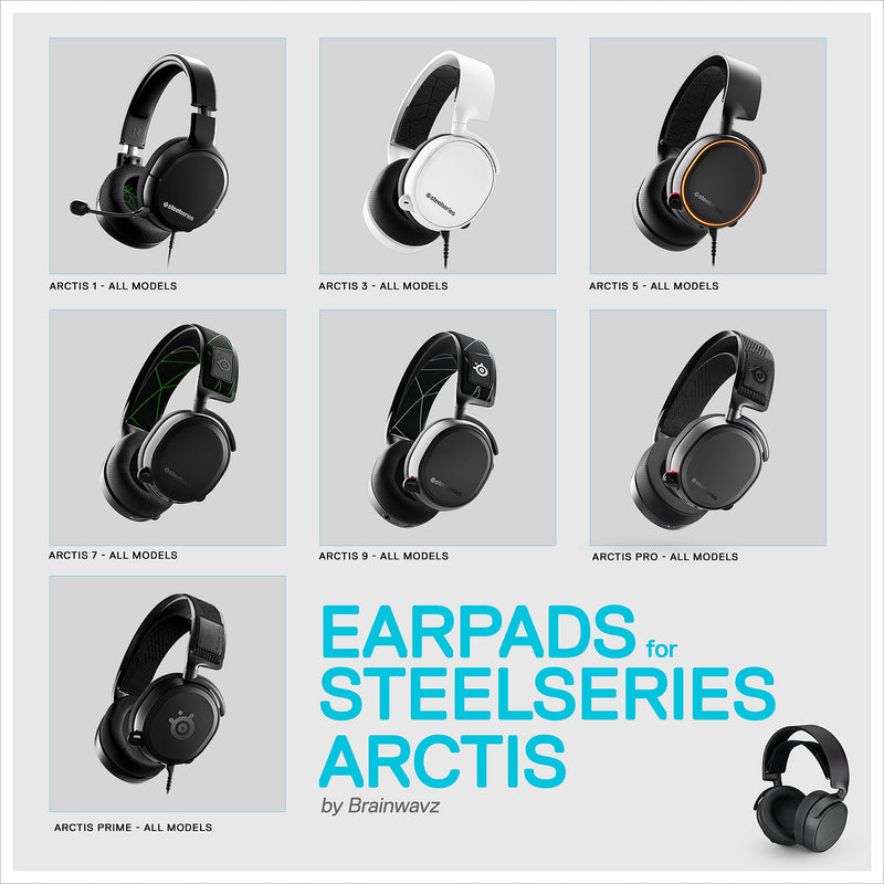  [AUSTRALIA] - Enhanced Gaming Earpads for Steelseries Arctis, Enhanced Gel & Memory Foam for Comfort & Cooling, Designed for All Arctis 1, 3, 5, 7, 9, Pro & Prime, by Brainwavz (Black) Black