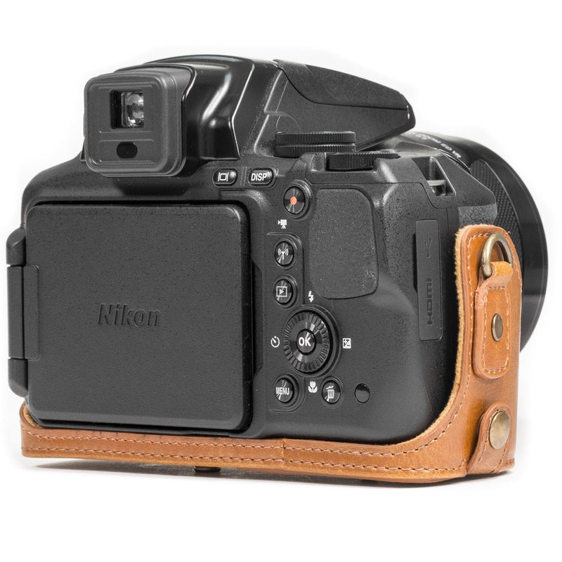  [AUSTRALIA] - MegaGear Ever Ready Leather Camera Case Compatible with Nikon Coolpix P900, P900S Light Brown