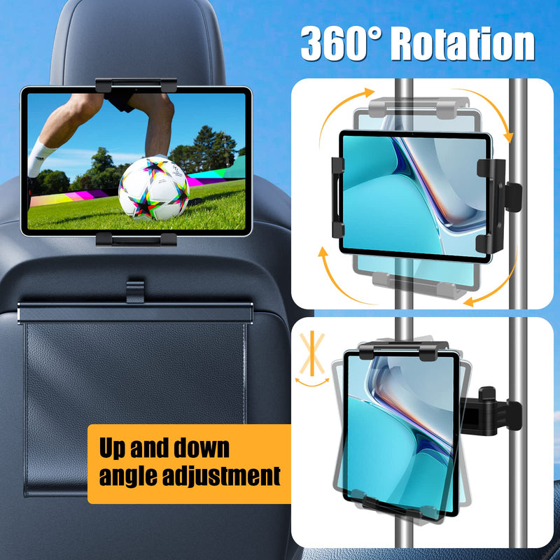  [AUSTRALIA] - najiaxiaowu Headrest Tablet Holder for Car,ipad Headrest Mount for Car Fits for 5.5-10.2 Inch Phones/Tablet/ipad Car Tablet Holder with 360° Rotating Adjustable Road Trip Essentials for Kids,Black