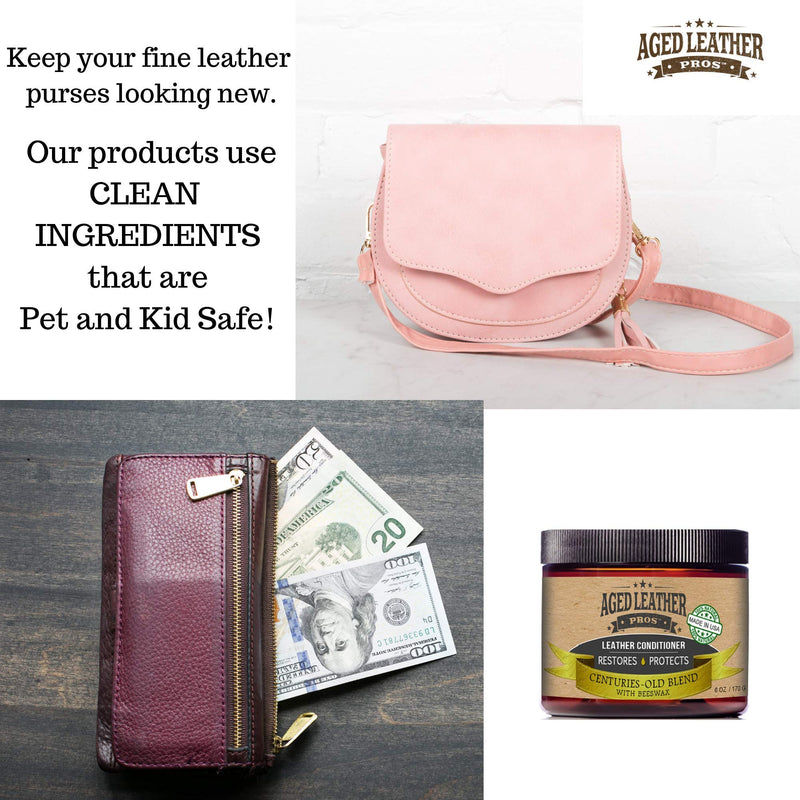  [AUSTRALIA] - Aged Leather Pros All-Natural Leather Conditioner Cream Best Organic Leather Care for New & Old Leather Jackets, Boots, Gloves, Any Genuine Leather | Made in USA, 6 oz balm