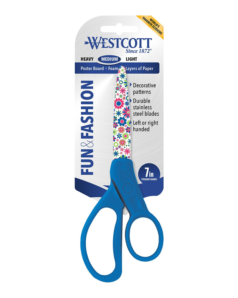  [AUSTRALIA] - Westcott 7" Straight Fun and Fashionable Student Scissors, Floral (16401-030), Assorted