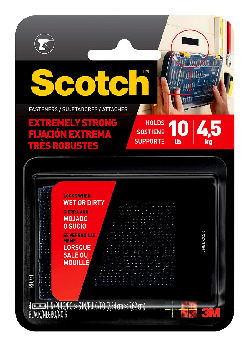  [AUSTRALIA] - Scotch Mounting, Fastening & Surface Protection RF6731 Interlocking Fasteners 1 in x 3 in, Strips, 1"x3", Black, 2 Count 1"x3" 2 sets