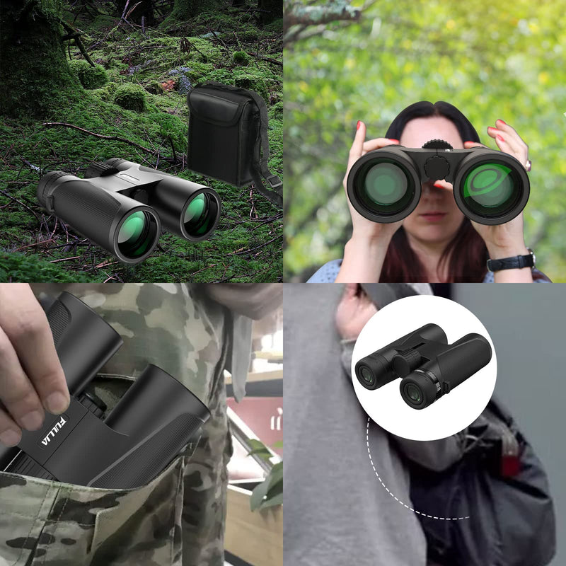  [AUSTRALIA] - 12×42 Compact Binoculars for Adults - Fullja HD Waterproof Lightweight Binoculars with Low Light Vision, Easy Focus Binoculars for Bird Watching, Hunting,Hiking, Concert, Travel, Outdoor, Sports